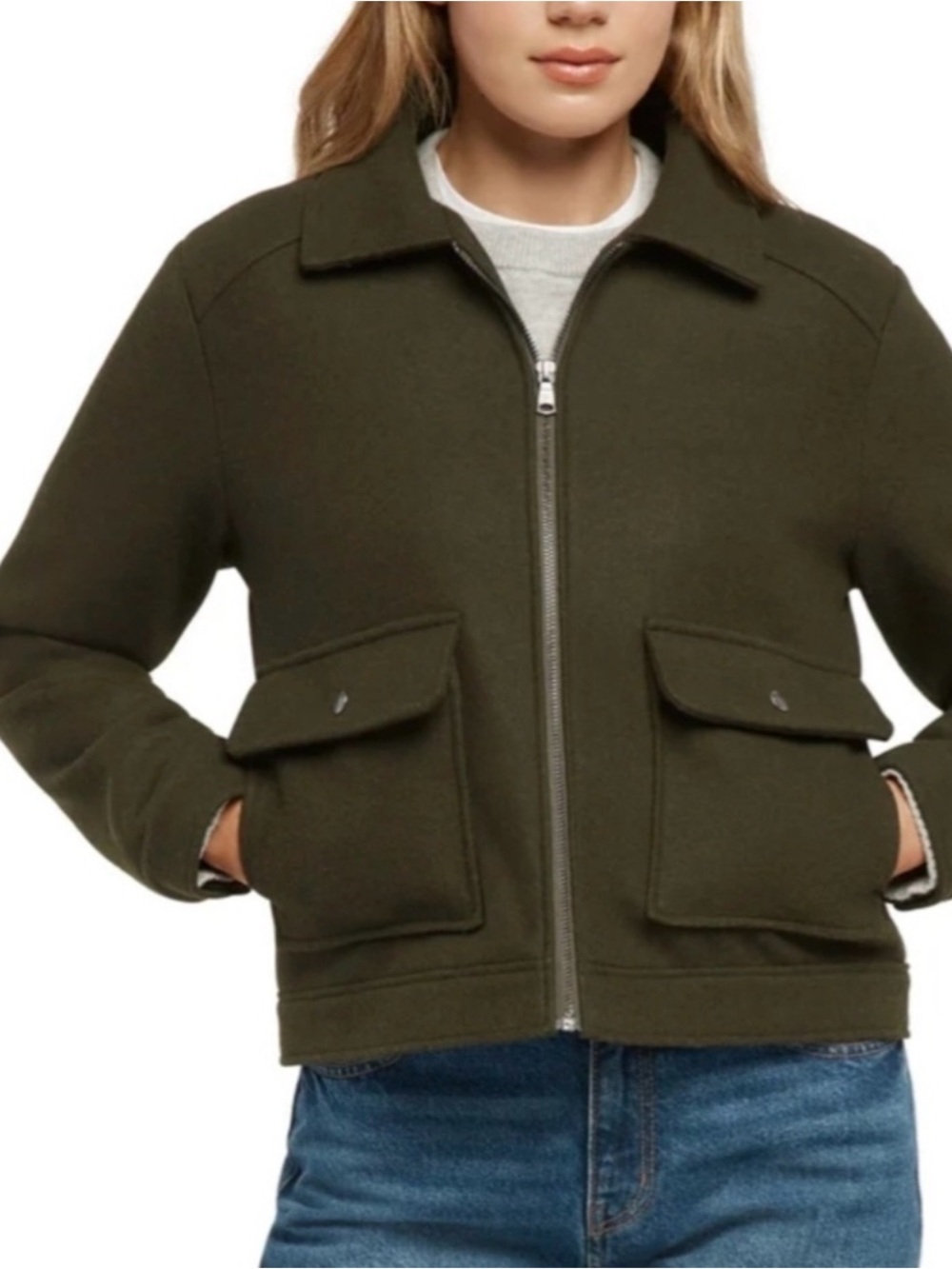 Banana Republic Women's Full zip Jacket, Olive Green, Size M